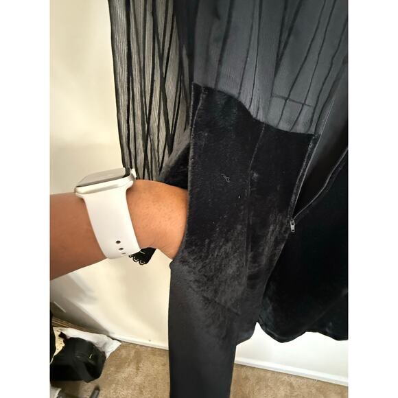 Black Velvet Mesh High Neck Dress | City Girl Goth Evening Vibes - Picture 8 of 13